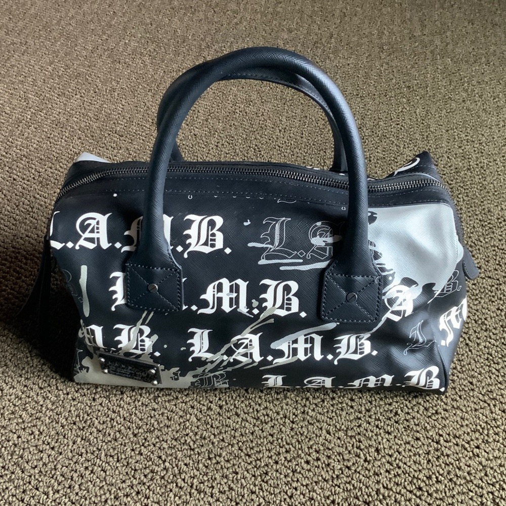 L.A.M.B. Graffiti Black & White Logo Handbag